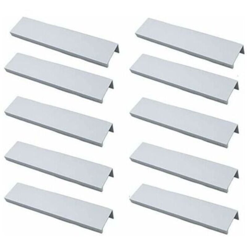 Set Mit 10 Profilgriffen Für Küchenschränke – Unsichtbare Griffe, Gebürstete Oberfläche, Schrankgriffe Aus Silberfarbener Aluminiumlegierung, 96 Mm Lochabstand