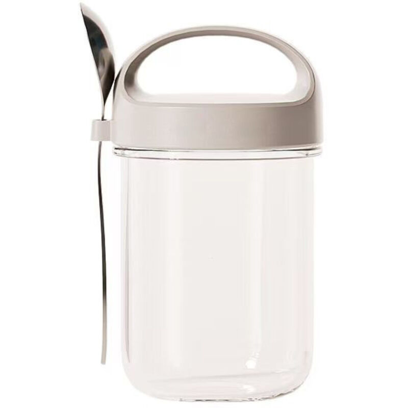 Tragbarer Joghurtbecher – Müslibecher – Robustes Glas – Grau