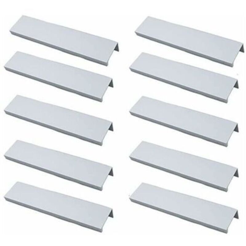 Satz Von 10 Profilgriffen Für Küchenschränke - Unsichtbarer Griff, Gebürstet, Silberfarben Aus Aluminiumlegierung, Lochabstand 96mm