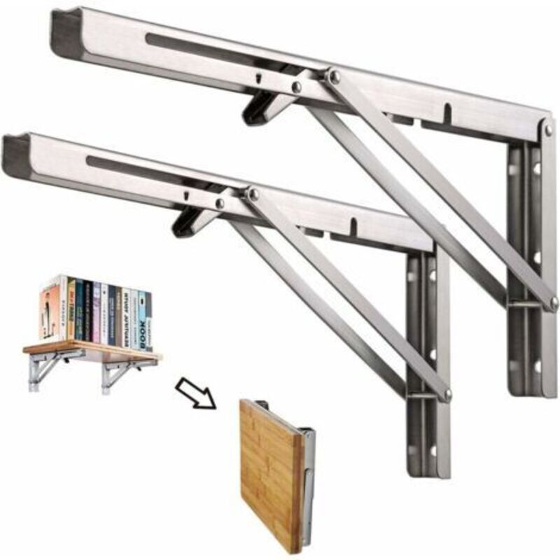 Klappbarer Wandhalter 200 Mm, 2-teiliger Edelstahl-konsolenhalter, Garagen-halterungsrahmen, Robuster Halter Für Küche Und Schlafzimmer
