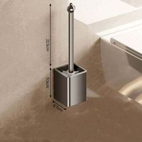 Gebürstete Nickel-wc-bürste Mit Wandmontage - Quadratischer Wc-bürstenhalter Aus 304 Edelstahl - Grau