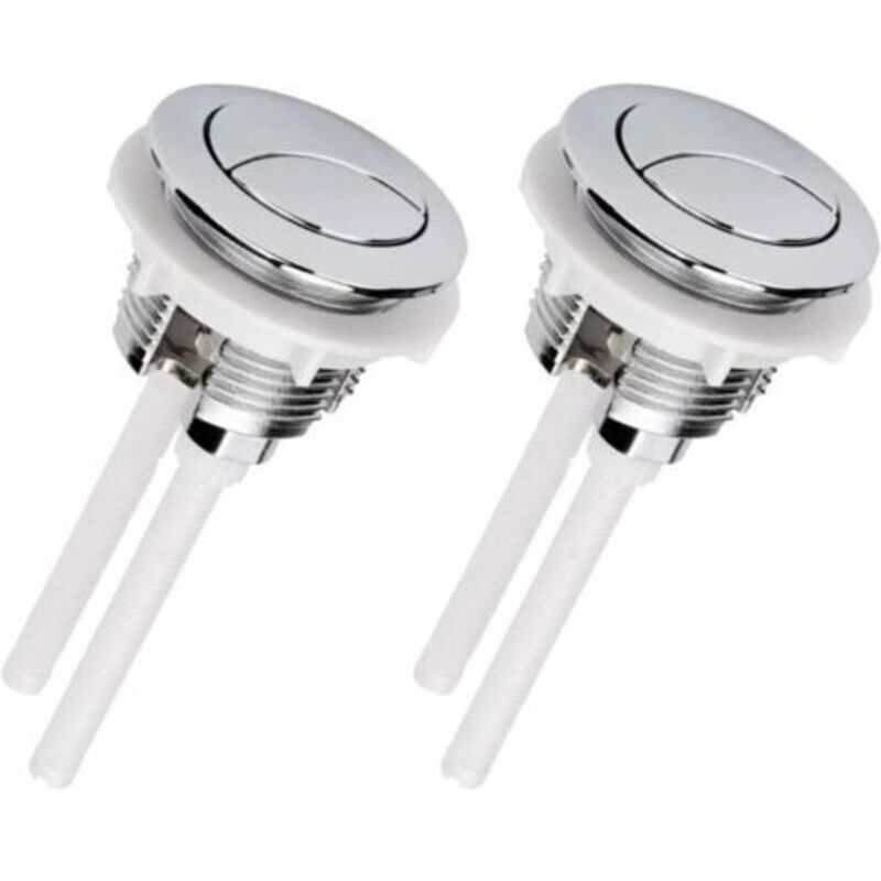 Drucktaste Für Toilettenspülung, 38 Mm, Universeller Doppel-druckknopf Mit Rundem Kopf, Hochdruckpumpe (silber, 2 Stück)