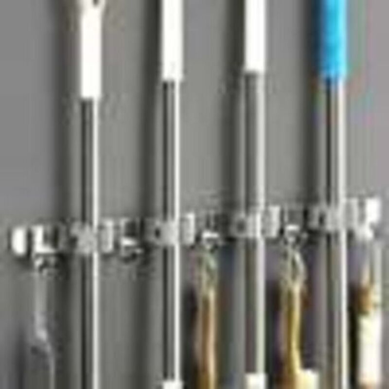 Edelstahl-wandbesenhalter, Wandhalterung Für Besen Mit 4 Steckplätzen Und 5 Haken Für Küche, Badezimmer, Garage Und Garten, Grau, Gu.b/bon