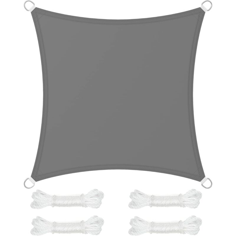 Schattensegel 3 X 3 M, Wassersäule 665 Mm, Reißfestes Polyester, 93 % Uv-schutz, Für Terrasse, Garten, Balkon, Quadratisch, 2 Grau