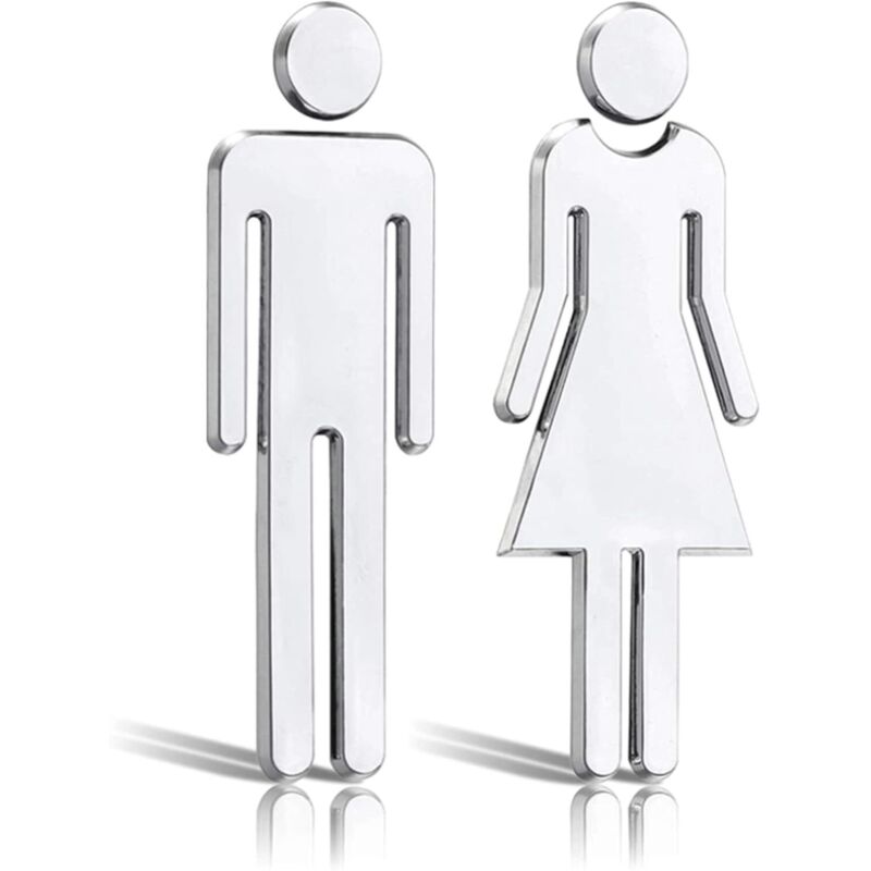 Symbole Für Herren- Und Damentoiletten, Wc-aufkleber, Silbernes 12 Cm Wc-türschild, Klebeschilder Für Herren- Und Damentoiletten, Für Öffentliche Toiletten, Restaurants Und Hotels