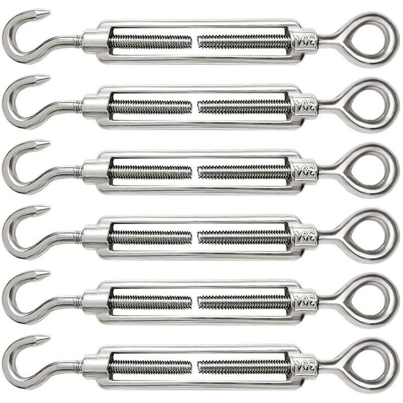 6 Stück Drahtseilspanner M6, Einstellbare Spannschloss Aus Edelstahl 304 Mit Haken Und Öse Für Stahlseile, Seilzug-zubehör