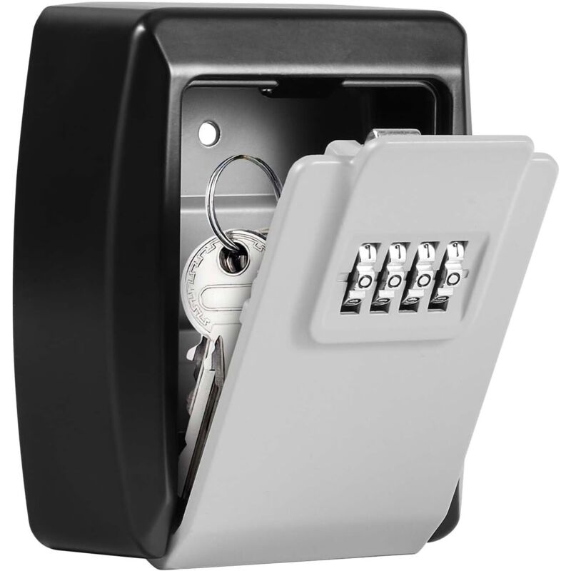 Schlüsselaufbewahrungsbox, Sichere Externe Schlüsselaufbewahrungsbox Mit 4-stelligem Code, Wasserdichte Und Rostfreie Wandmontierte Box Für Schlüssel Und Karten Aus Zinklegierung (grau)