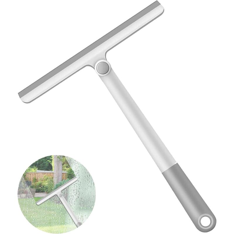 Duschabzieher, 360° Drehbar, Verlängerter Griff, Vielseitiger Silikon-abzieher Für Dusche, Bad, Spiegel, Glasreinigung, Fliesen, Fenster (grau)
