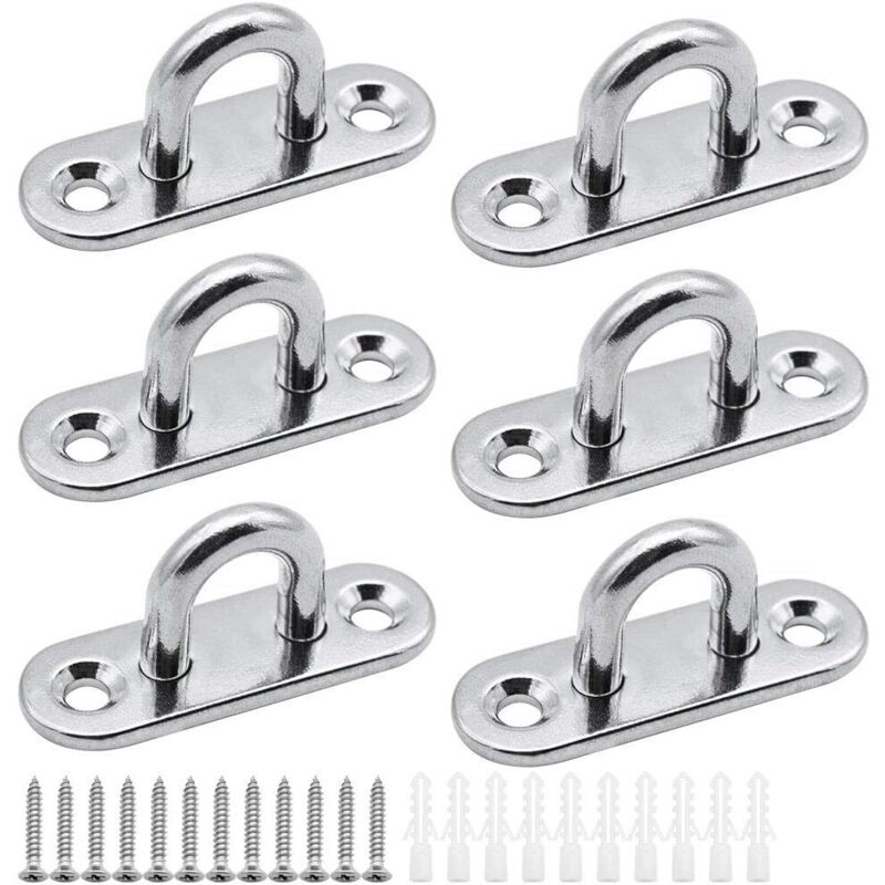 Set Aus 6 Ösenplatten, Abdeckplatte Aus Edelstahl, Platte Für 5-mm-stangen, Robuste Befestigungshaken Für Wandhaken, Hängesessel, Sonnensegel, Bootszubehör Usw.