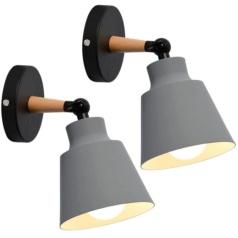 2er-set Vintage Industrie-wandleuchten, Verstellbare E27 Metall-deckenleuchten, Retro-wandlampen Für Innenräume Wie Schlafzimmer, Küche, Restaurant (ohne Schalter, Grau) Npterbl
