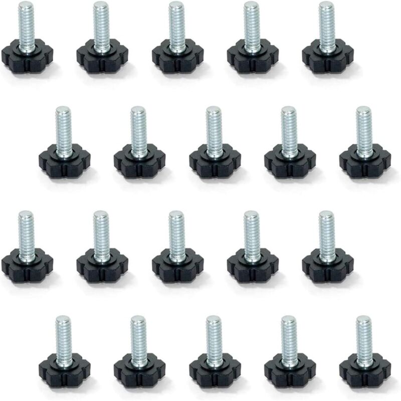 Nivellierfüße Für Möbel, Gewinde M6x20mm, 20er Pack, Schwarz/silber