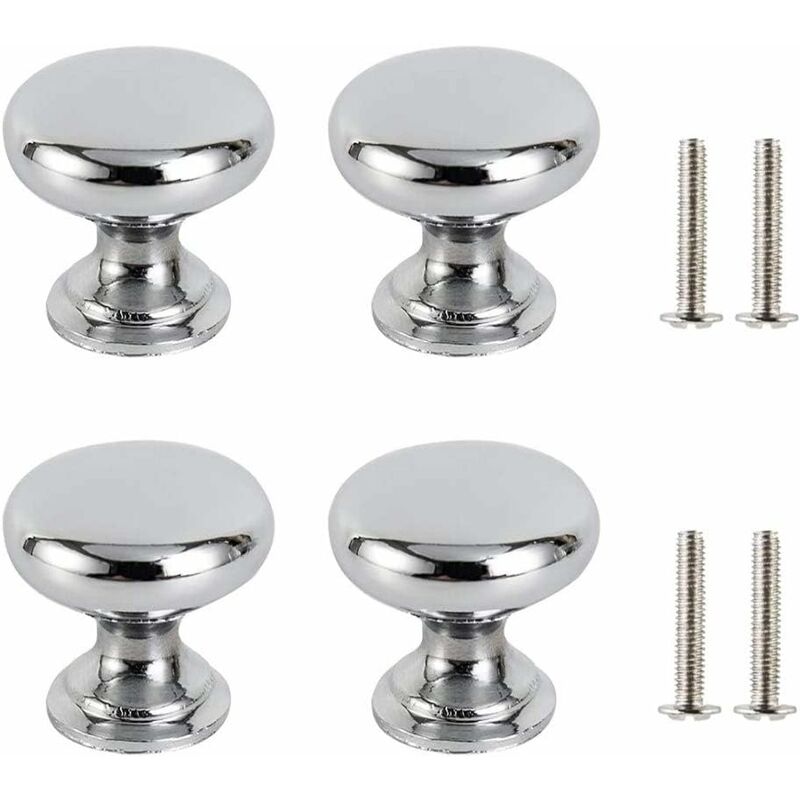 4er-set Silberne Türgriffe, 30 Mm Möbelpfosten, Runde Knöpfe Für Schubladen, Möbel-türgriffe Für Küchenschränke Und Kinderzimmer Mit 4 Schrauben