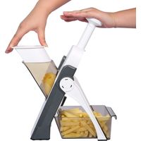 Multifunktionale Manuelle Küchen-mandoline, Gemüseschneider Mit Edelstahlklinge, Für Julienne, Würfel, Pommes-frites-schneider Für Kartoffeln, Karotten, Tomaten (grau)