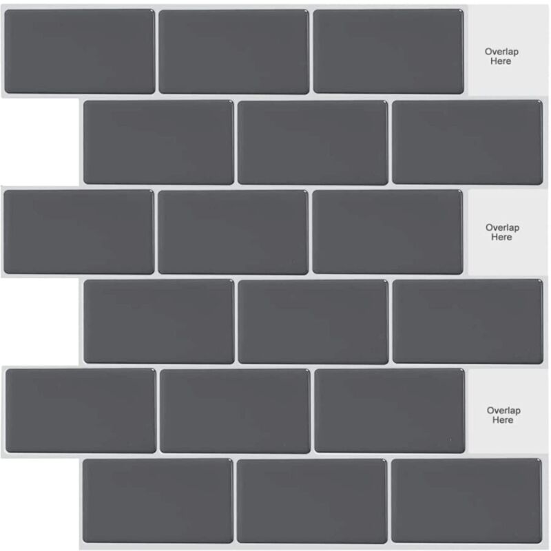 10 Blatt Selbstklebende Metro-subway-fliesen Für Wände, Grau Und Schwarz, Für Küche Und Bad (30 X 30 Cm) Npterbl