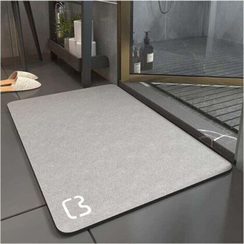Rutschfester Badteppich Aus Superabsorbierendem Kieselgur, Mikrofaser-badematte, Weiche Und Schnelltrocknende Badewannen- Oder Duschmatte (grau, 50 X 80 Cm)