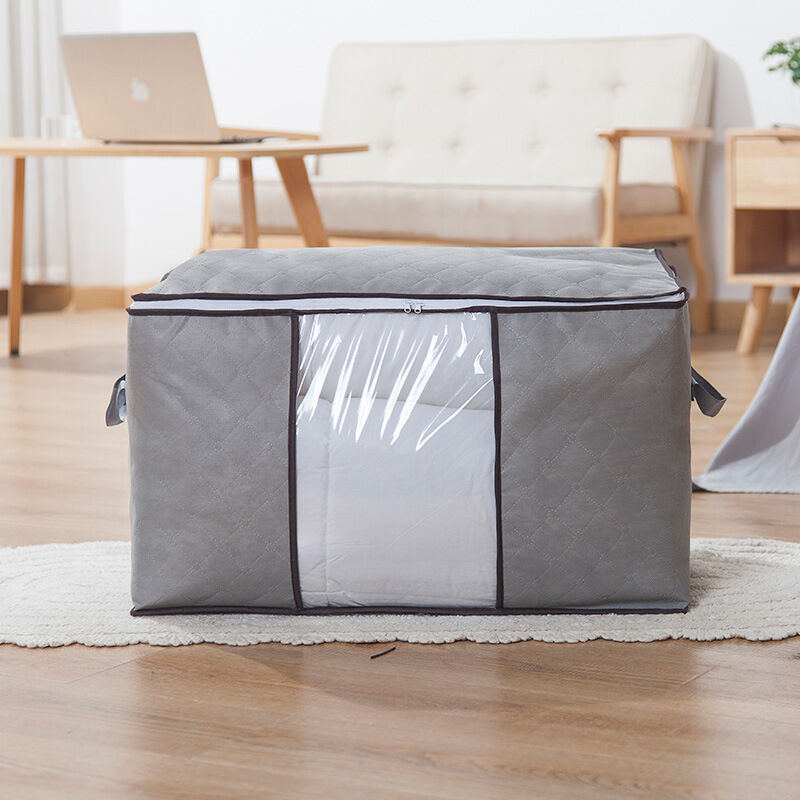Set Aus 2 Faltbaren Taschen Für Bettdecken Und Wäsche, Große Kapazität, Grau