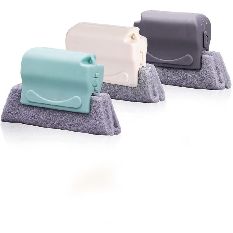 3 Gerillte Reinigungsbürsten Zum Reinigen Aller Ecken Von Türen Und Fenstern, Grau, Grün, Beige (13,5 X 9 X 3,5 Cm)