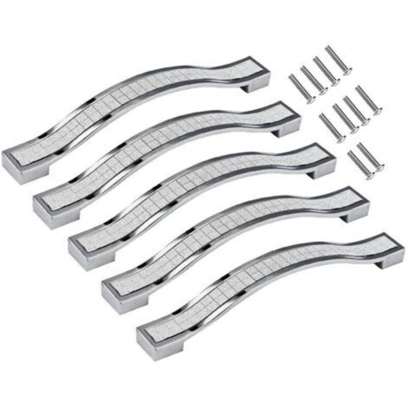 5er-set Schubladengriffe Aus Kristall-strass-legierung Für Kommode, Schrank, Küche Oder Kleiderschrank, Silber, 128mm-5stk.