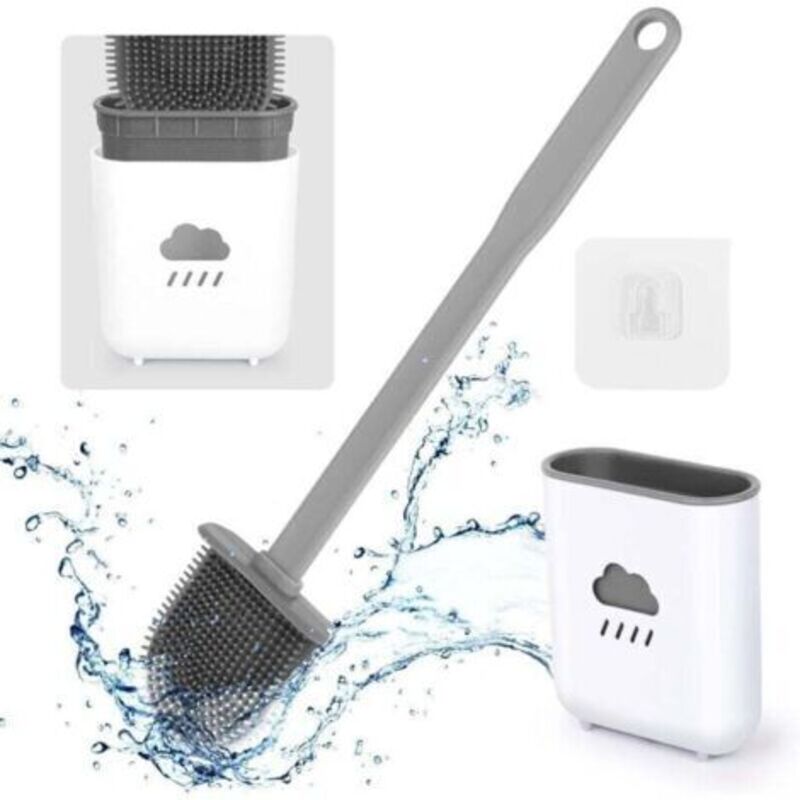 Toilettenbürste, Silikon-wc-bürste, Hängende Wc-bürste, Silikon-toilettenbürste Mit Halterung Für Schnelles Trocknen Zur Tiefenreinigung, Badezimmer-wc – Grau
