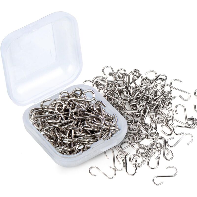 150 Stück Mini-s-haken, 0,55 Zoll, S-haken-verbinder Mit Aufbewahrungsbox Für Diy, Zum Aufhängen Von Schmuck, Schlüsselanhängern Und Etiketten