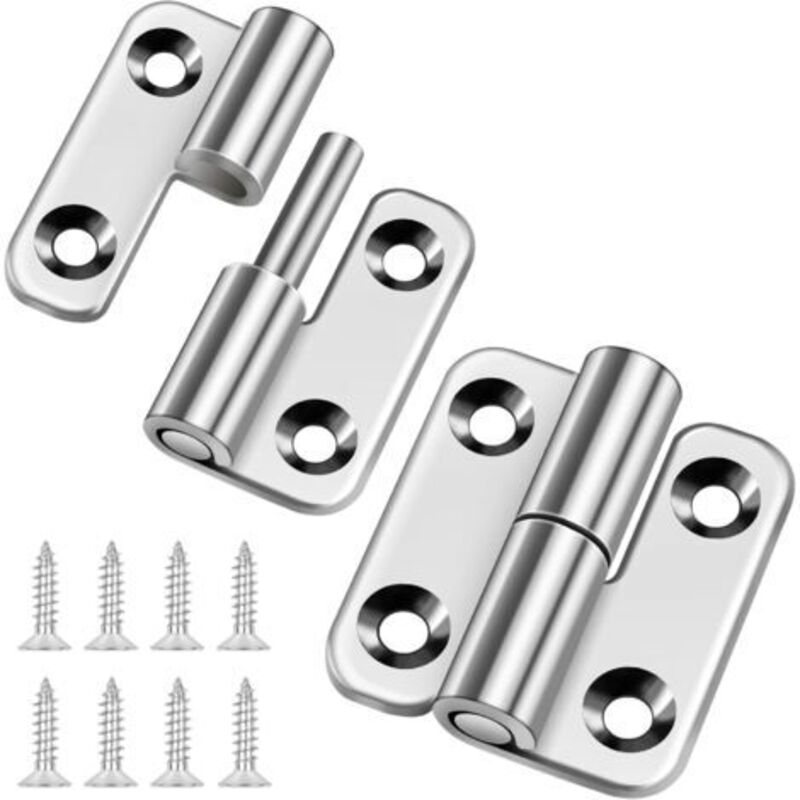 Set Aus 2 Abnehmbaren Scharnieren, 3,8 Cm, Kleine Fahne Mit Gleitgelenk, Edelstahlscharnier 304 Für Rechtshänder