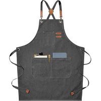 Schürze Aus Gekreuzter Leinwand Mit Taschen Für Herren Und Damen - Grau