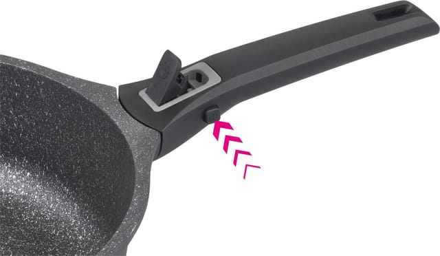 GSW Bratpfanne Easy Click, Aluminiumguss (2-tlg), incl. Glasdeckel, abnehmbarer Griff, Ø 28 cm, hoher Rand, Induktion