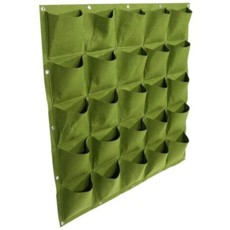 25 Taschen Vertikale Anbau-tasche Hängender Blumentopf Für Garten-dekoration Im Freien (grün)