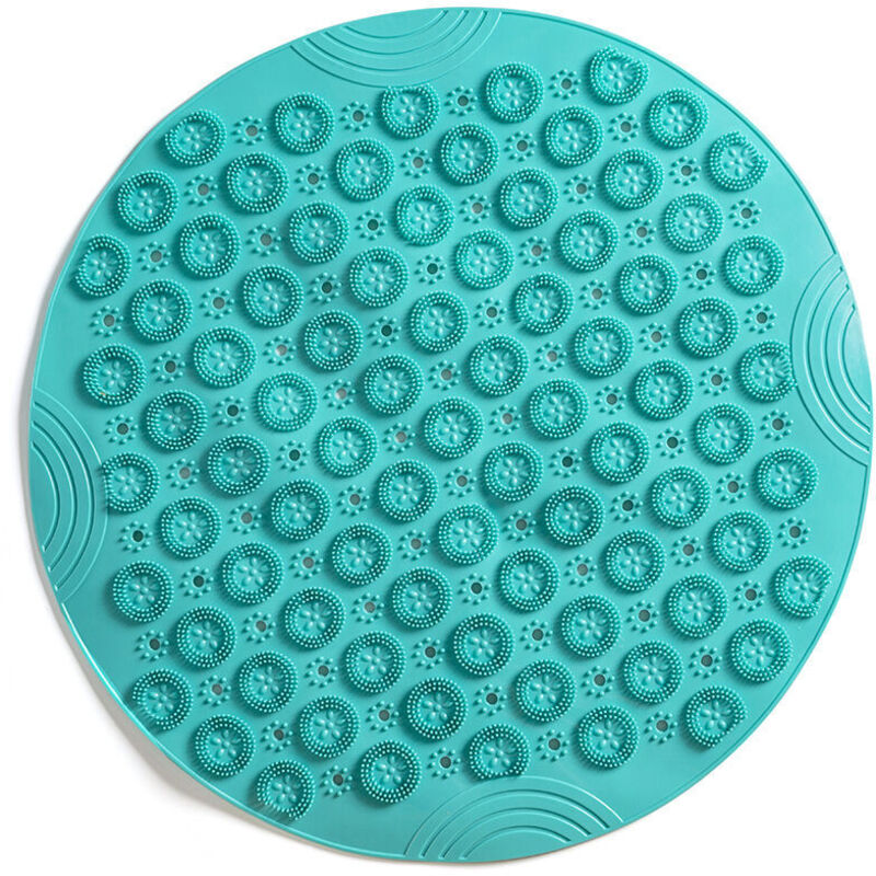 Runde Badematte Für Massagen, Rutschfeste Duschmatte, Waschbare Badematte Mit Ablauföffnungen Und Saugnäpfen, 55x55 Cm, Grün, 1 Stück