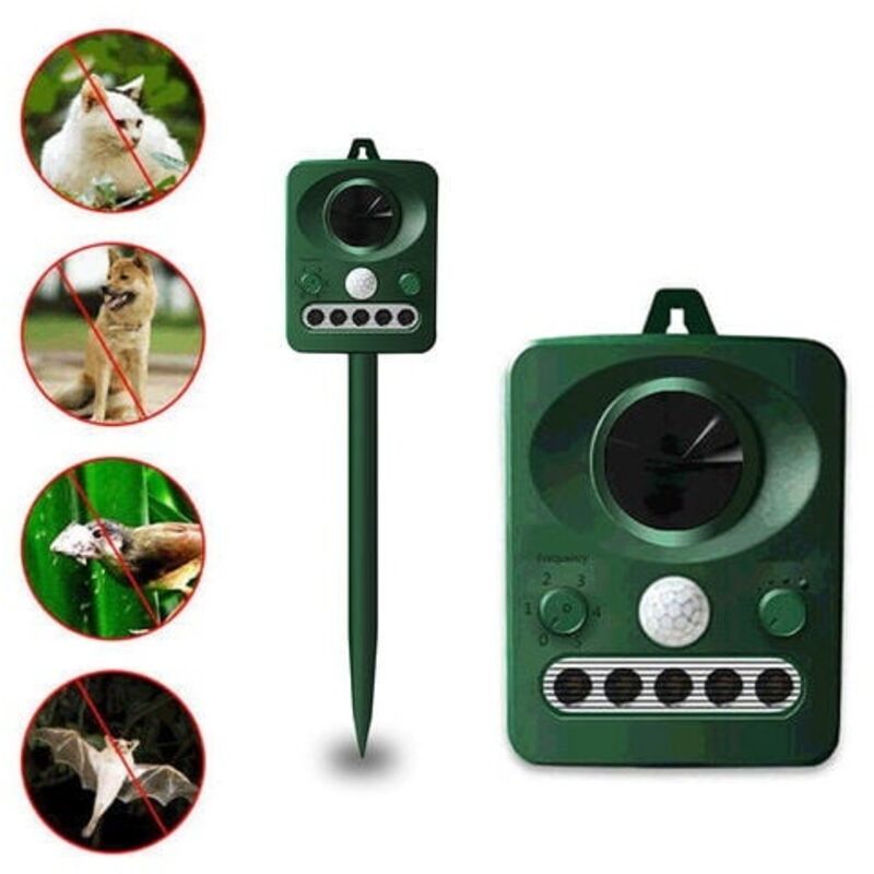 Solarbetriebener Ultraschall-vogelabwehr Für Den Außenbereich, Doppelte Solar- Und Usb-ladung, Wasserdichtes Design, Integrierter Akku, Grasgrün