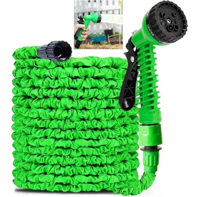 7,5 M / 25 Ft Erweiterbarer Gartenschlauch, Flexibler Erweiterbarer Wasserschlauch Für Haus, Rasen Und Auto Mit Professioneller 8-funktions-sprühdüse (7,5 M / 25 Ft, Grün)