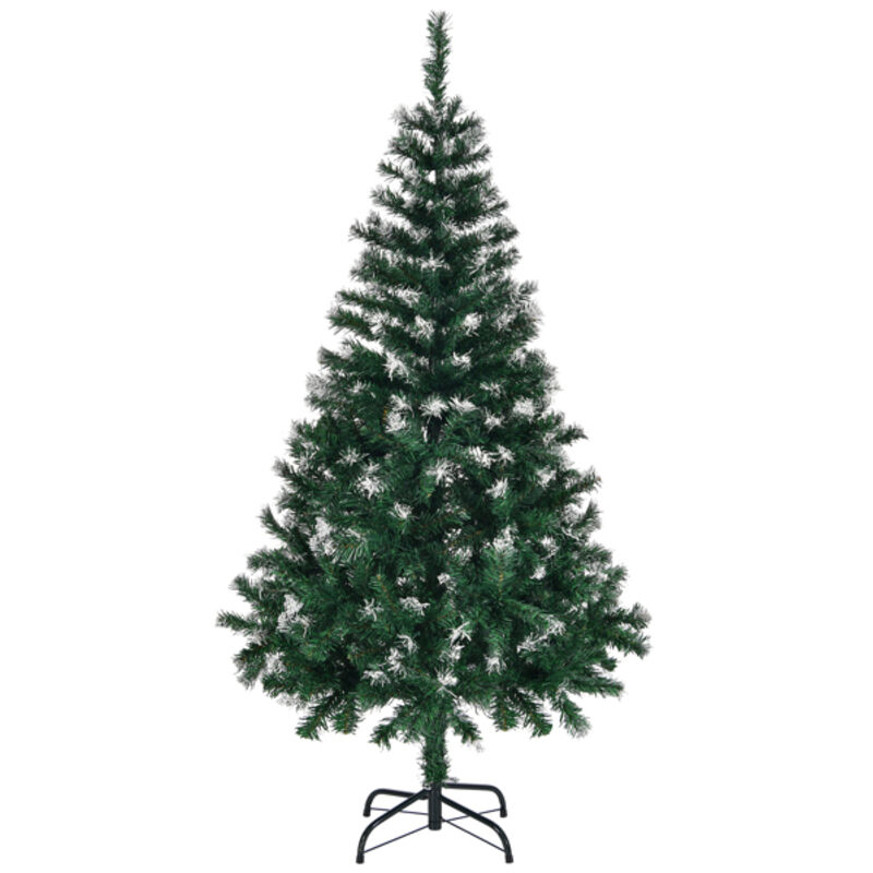 Künstlicher Weihnachtsbaum, 4 Fuß, Schneebedeckt, Grün, Nicht Beleuchteter Weihnachtsbaum Mit 300 Ästen, Stabiler Metallfuß