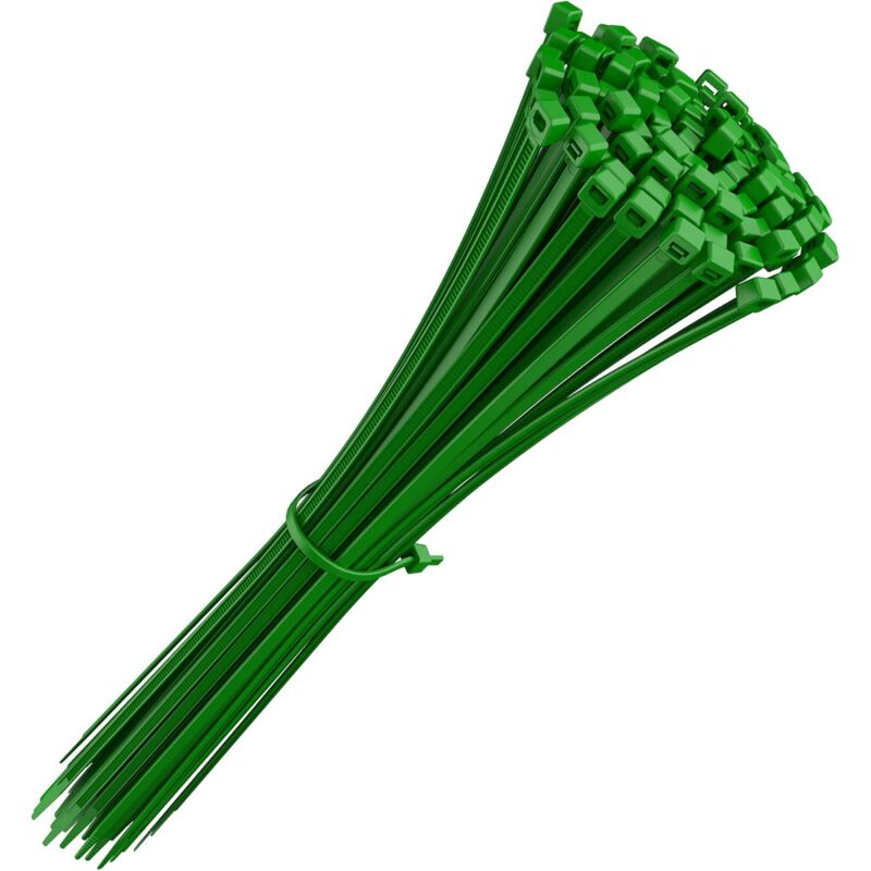 Kabelbinder 200 Mm X 4,8 Mm, Kabelbinder Aus Nylon, Rilsan-kabelbinder 200 Mm, Farbe Grün, Packung Mit 100 Stück
