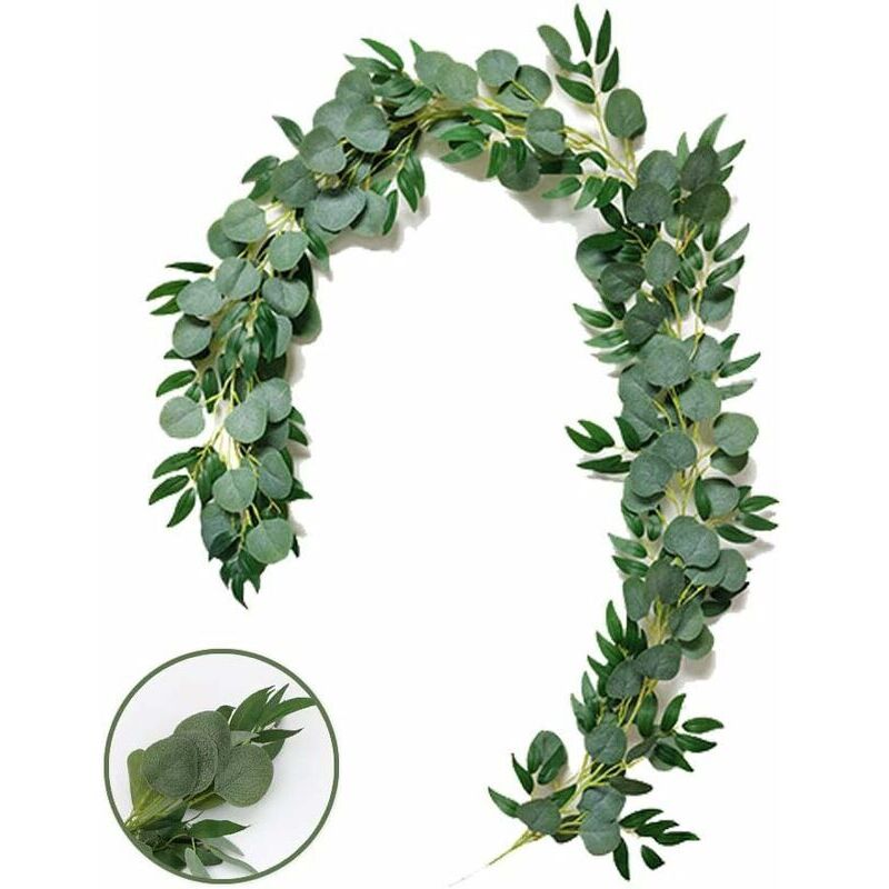 200 Cm Künstlicher Eukalyptus-kranz, Handgefertigte Eukalyptus-ranke, Grüner Blattkranz, Wanddekoration Für Hochzeiten