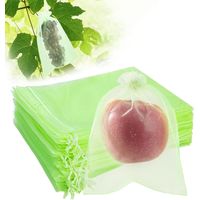 50er Set Obstschutzbeutel Mit Kordelzug, Grüne Organzasäckchen 15 × 20 Cm Für Obst Und Gemüse, Netzgewebe Zum Gartenschutz