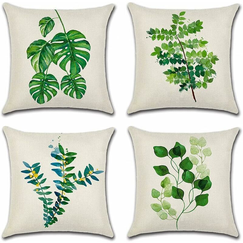 Außenkissenbezug, 4er-set Wasserdicht Mit Grünem Blattmuster, Sofakissenhülle Für Patio, Garten, Wohnzimmer, Schlafzimmer Dekoration, 45x45cm -b