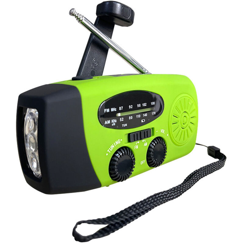 Tragbares Solar- Und Kurbel-notfallradio Mit Notfalllampe, 2000 Mah Akku, Grün