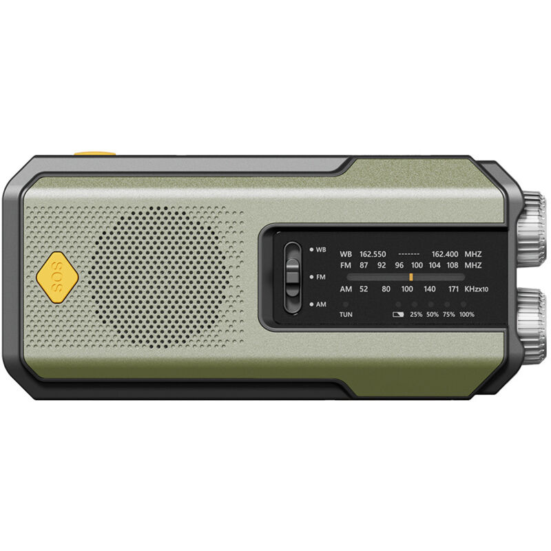 Multifunktions-notfallradio – Kurbel-solarradio – Taschenlampe – 2000 Mah Akku – Abs – Militärisches Grün