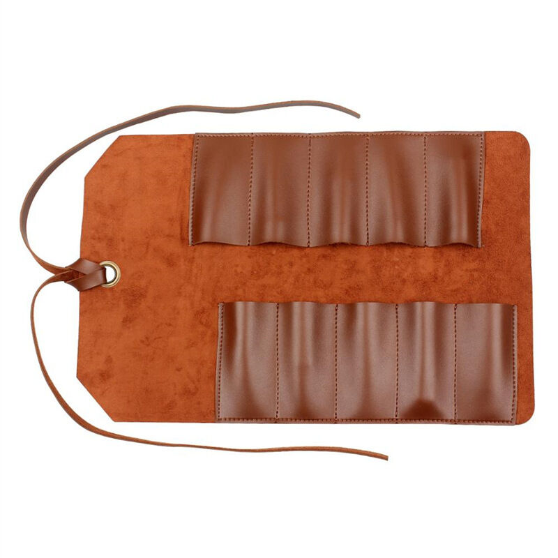 Leder-rouleau-beutel Pochette Mit 10 Taschen, Multi-user-organizer Wrap Für Holzbearbeitung, Schlüsselhalter Hellbraun, Werkzeugtasche