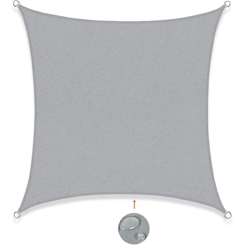Rechteckiges Schattensegel 2x2m, Wasserdicht, Uv-beständiger Schattenstoff Für Patio, Garten, Terrasse, Außenbereich, Balkon, Hellgrau