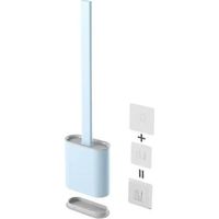 Wc-bürste Aus Silikon, Wc-bürste Für Hängende Wcs Aus Silikon, Set Mit Schnell Trocknender Toilettenbürste Und Langem Griff, Wand- Oder Bodenmontierte Wc-bürste, Hellblau