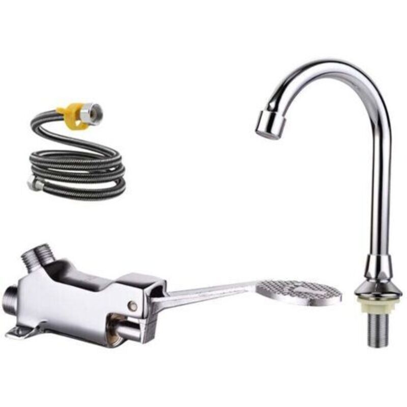 Pedal-waschtischmischer – Metallausführung – Kupfer Und Abs – Schnelle Installation – Für Toiletten Und Badezimmer