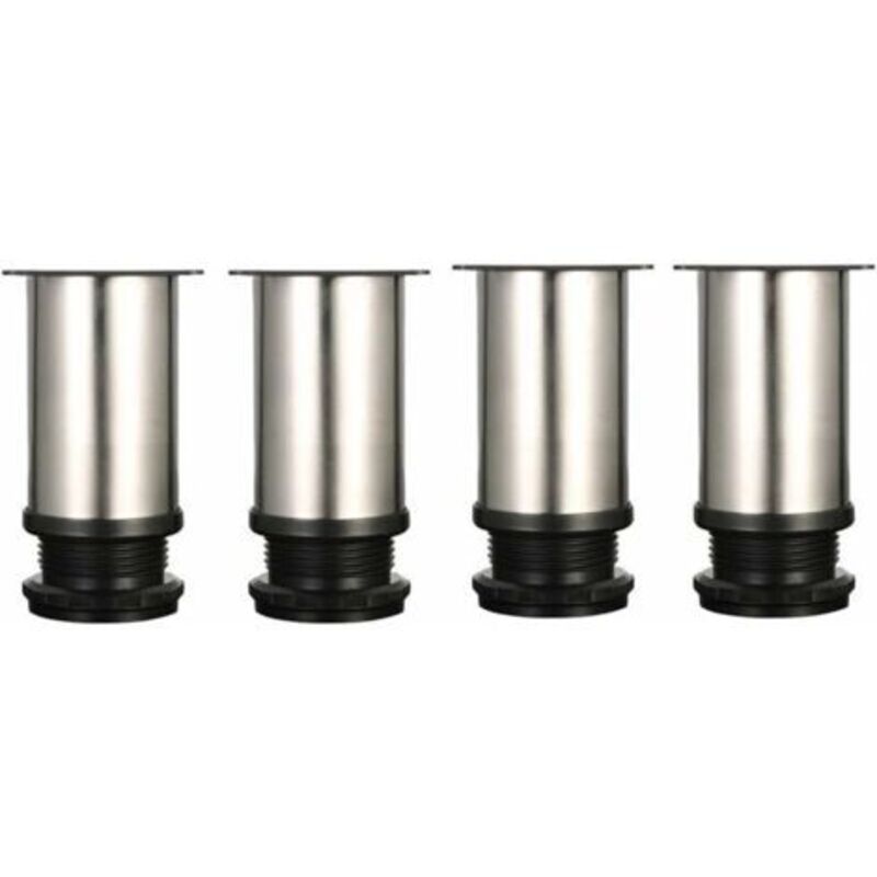 4 Verstellbare Füße, 8 Cm Höhe, Verdickte Schrankfüße, Tischfüße, Möbelfüße, Gebürsteter Edelstahl, Höhenverstellbar 0-15 Mm, Inklusive Edelstahlschrauben