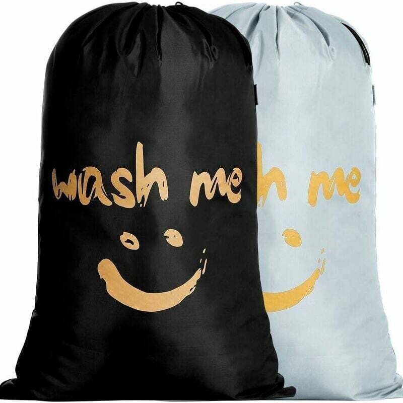 2er-set Faltbare Wäschesäcke 120l – Hochdichtes Nylon – Kordelzug Für Einfachen Transport – Maße 61 X 92 Cm