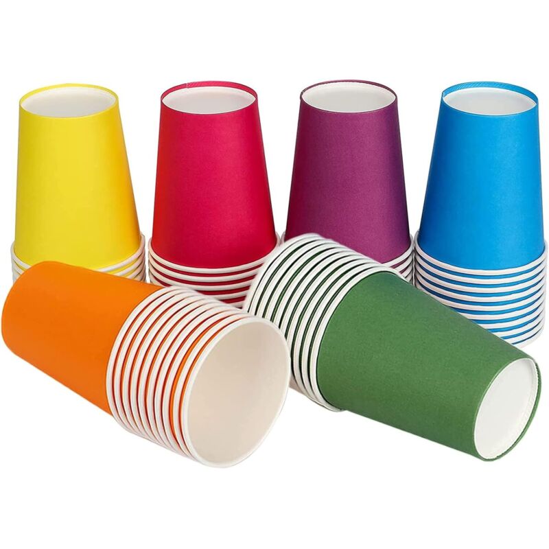 60 Stück Bunte Pappbecher, 250 Ml Mehrfarbige Einweg-pappgläser, Biologisch Abbaubar, Für Kinder Basteln Hochzeit Partys Kaffee Tee Heiße Und Kalte Getränke