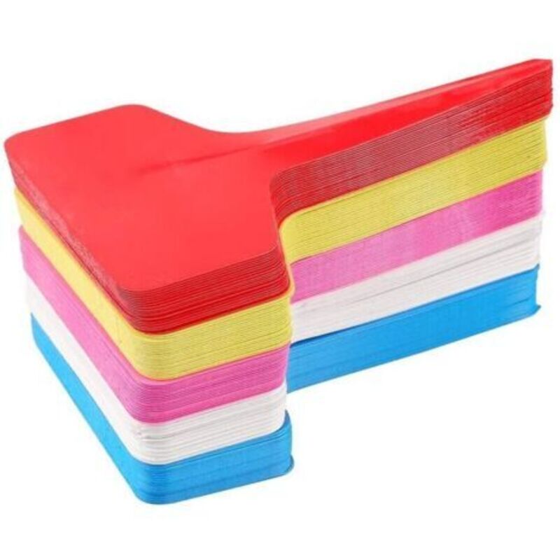 100 Kunststoff-pflanzenetiketten In T-form, 6–10 Cm, Bunte, Wasserdichte Und Wiederverwendbare Gartenetiketten (mehrfarbig)