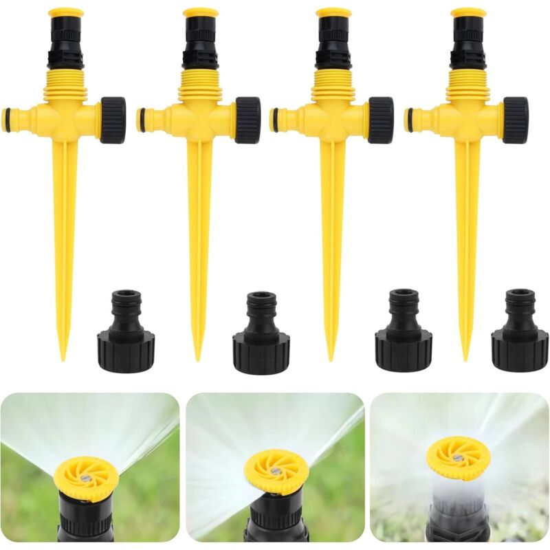 4er-set Automatische 360°-rasensprenger – Verstellbarer Sprinkler Mit Nebeldüse – Bewässerungssystem Für Rasen Und Garten – Schnellanschluss – Automatische Außenbewässerung