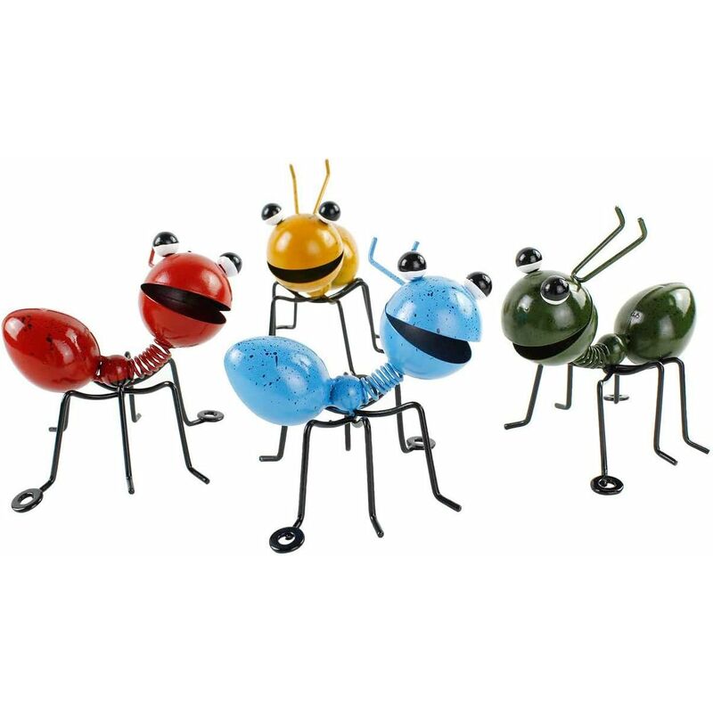 Metall-ameisen, 4er-set In Verschiedenen Farben, Niedliche Insekten-wandkunst Zum Aufhängen, Gartendekoration Für Innen- Und Außenbereich, Wandskulpturen