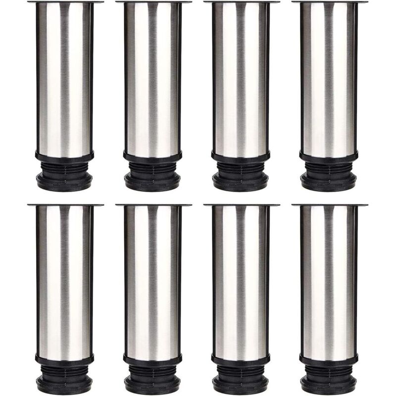 Ausgewähltes Set Aus 8 Möbelbeinen, Verstellbare Küchenbeine Ø 50 Mm/höhe 150 Mm, Runde Metallbeine Aus Edelstahl Für Sofa Und Couchtisch.