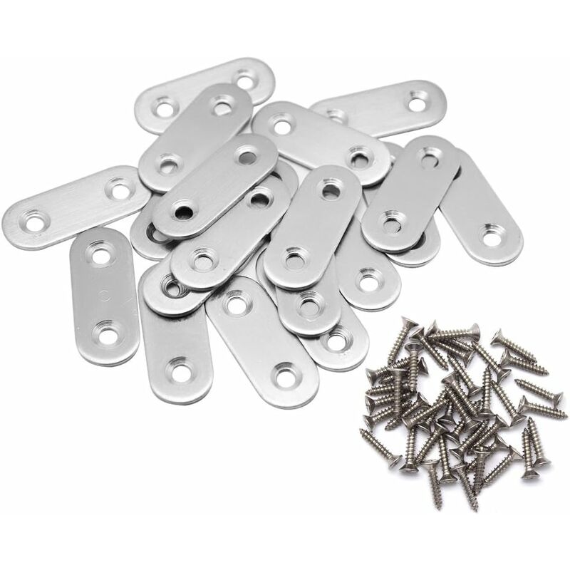 Set Aus 20 Edelstahl-befestigungsklammern – Größe 36 X 16 Mm – 40 Schrauben Enthalten – Rostbeständig